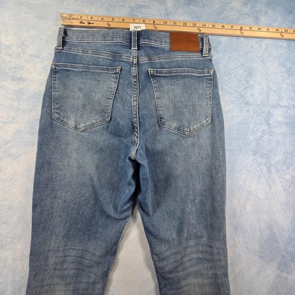 Lucky Brand Womens High Rise Skinny Ankle Jeans Button Fly Raw Hem Blue Sz 10/30